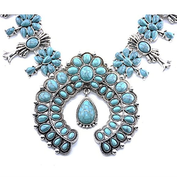 Lovage Bohemian Howlite Stone Squash Blossom Necklace - Picture 7 of 8